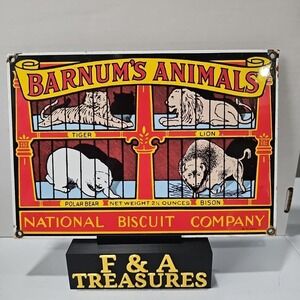 Barnum's Animals Nabisco 11-1/8" Ande Rooney Porcelain Enameled Steel Sign